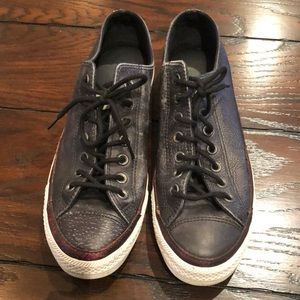 All Star Converse Black Leather Shoes 8.5